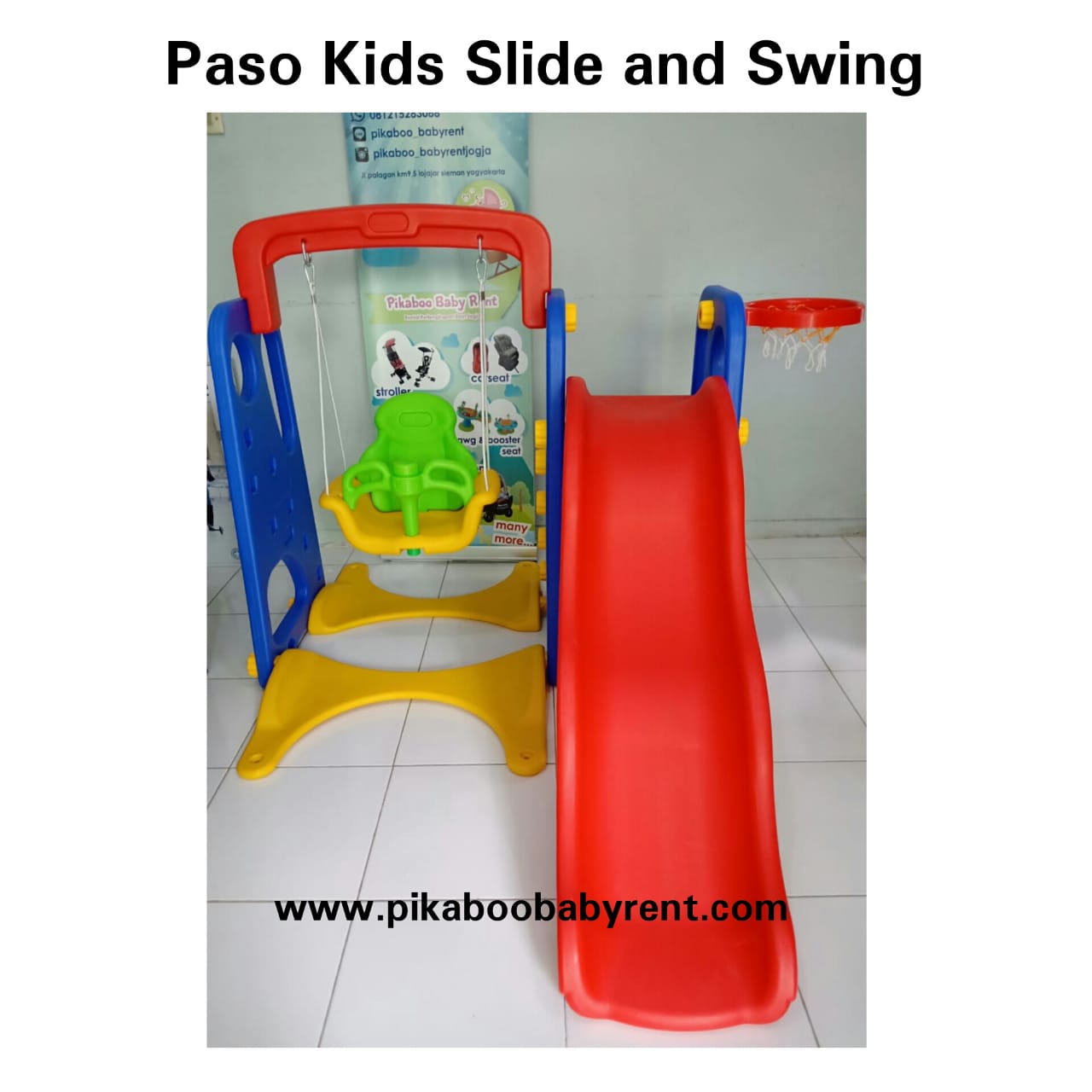 PASO KIDS 4IN1 SLIDE WITH SWING GREEN