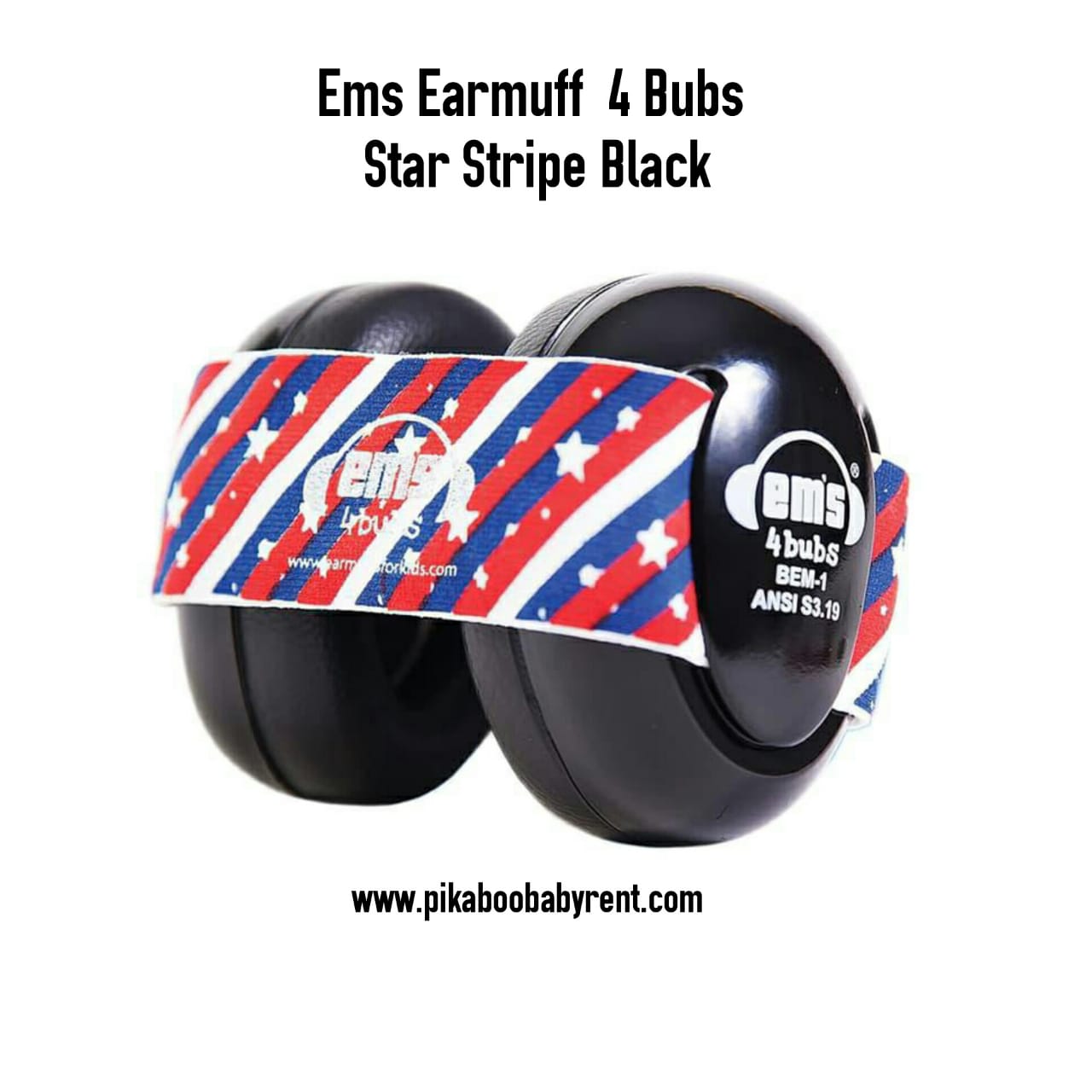 EMS EARMUFF 4 BUBS STAR STRIPE BLACK