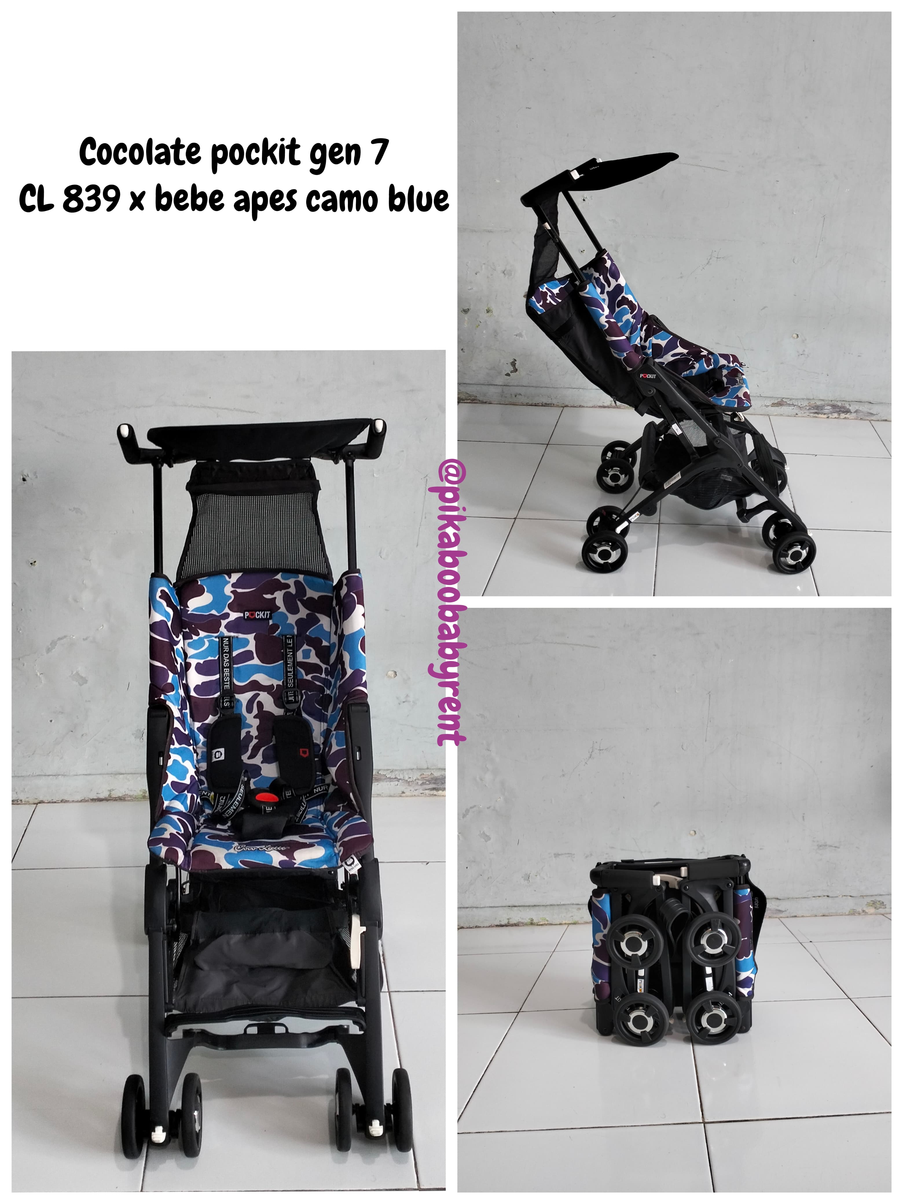 STROLLER COCOLATTE POCKIT GEN 7 CL 839 X BEBE APES CAMO BLUE